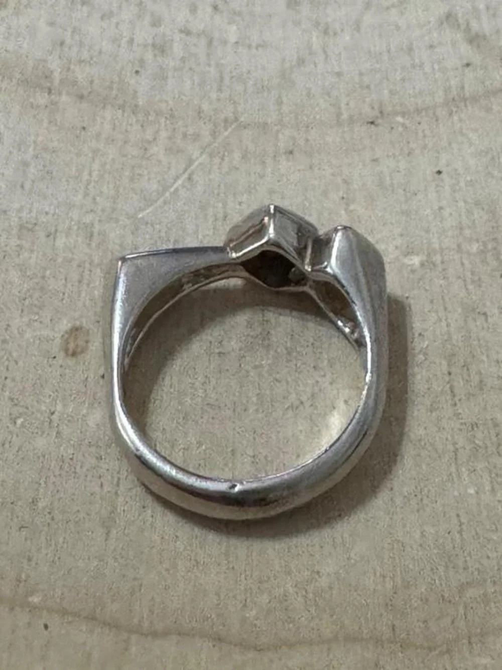 925 Sterling Silver Modernist Blue Gemstone Ring Size 5